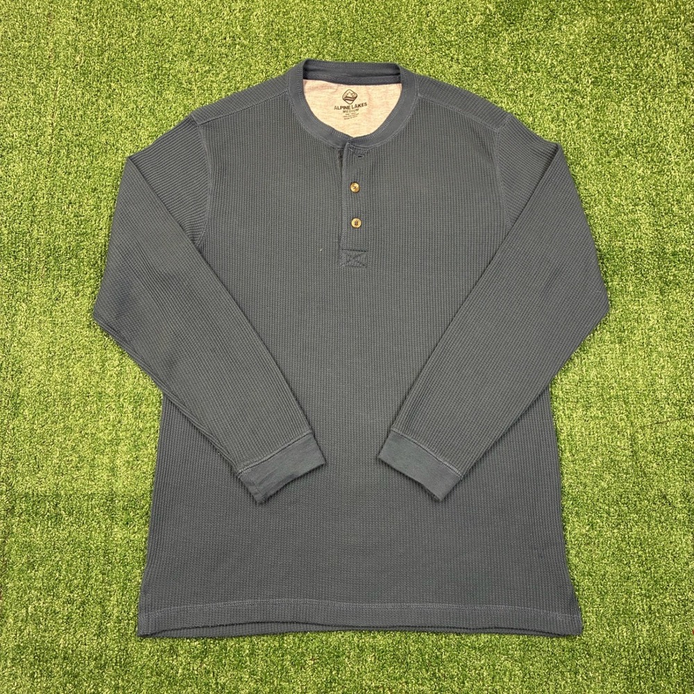 Vintage Y2K Alpine Lakes Waffle Knit Henley Shirt
